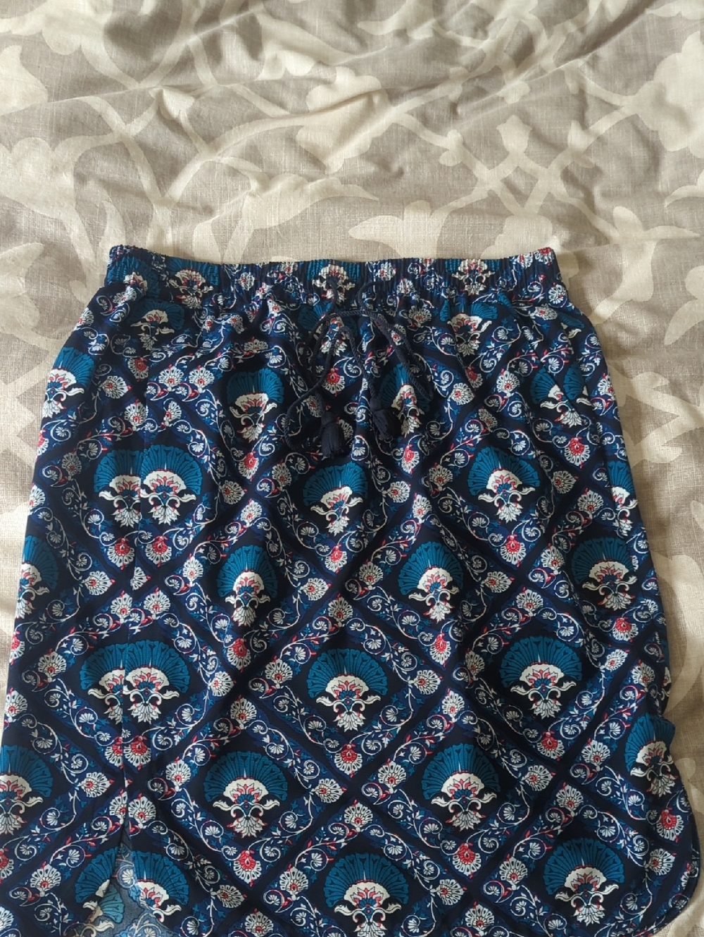 Loft Blue Patterned Elastic-Waist Women's Skirt